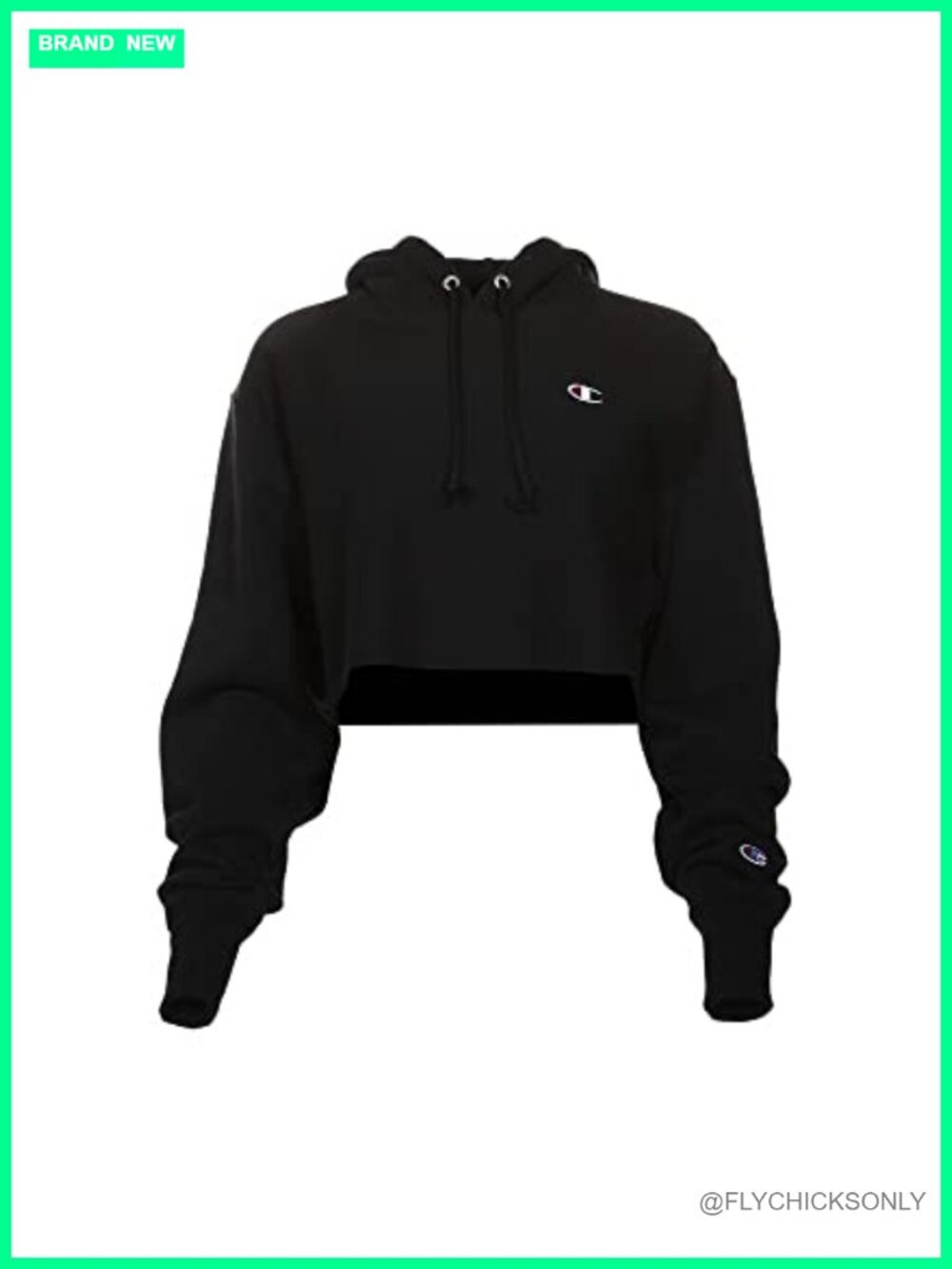 Champion Cropped Cut-Off Hoodie Reverse Weave Fleece Pullover